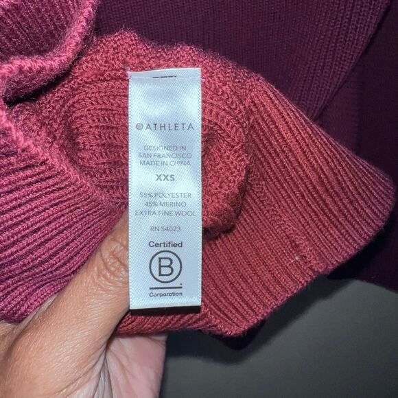 Athleta Women’s Size XXS Hanover V-Neck Ribbed Knit Oversized Sweater Canyon Red - Picture 5 of 6